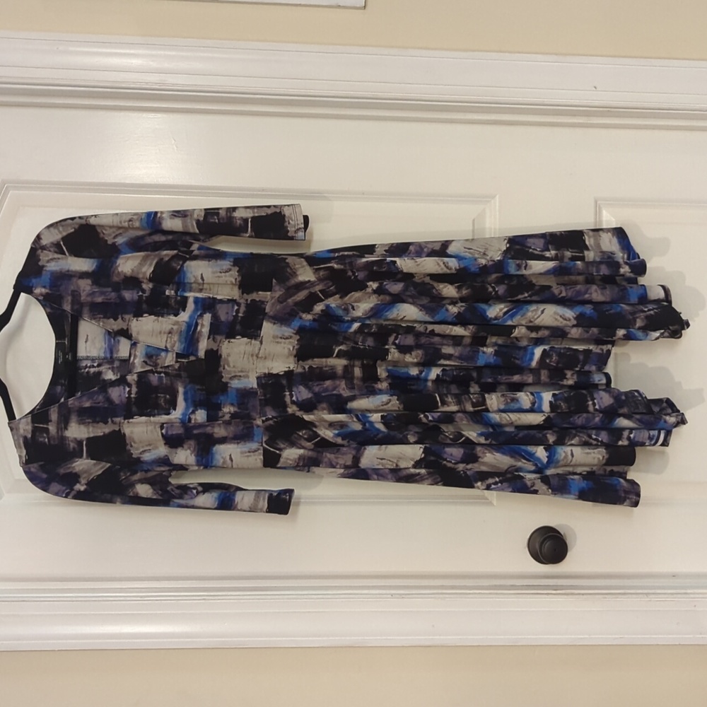 Blue and black handkerchief hem dress